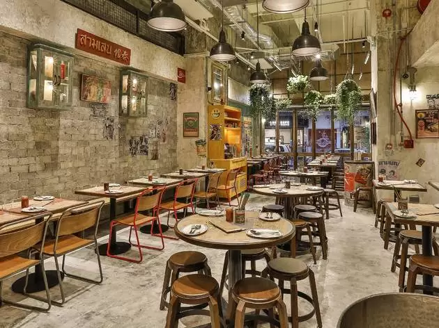 The rustic inerior of Samsen Restaurant