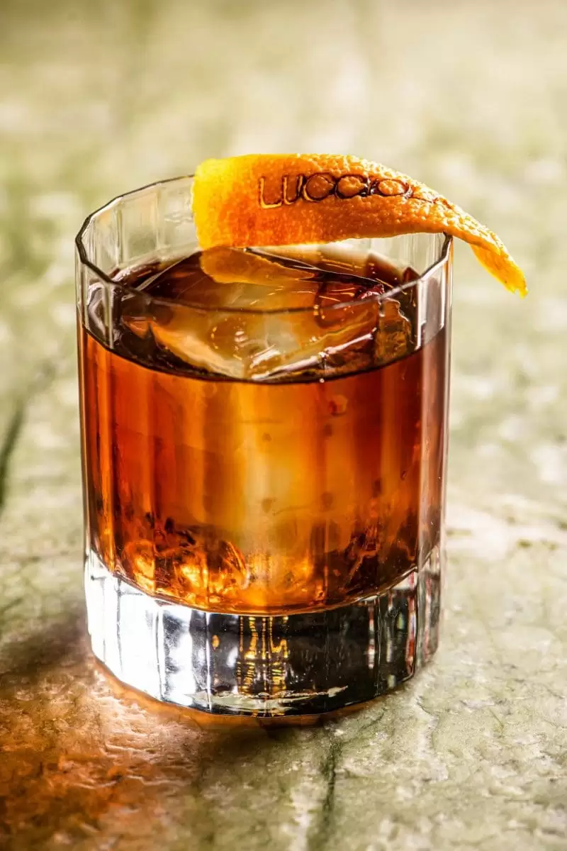 Negroni at Lucciola served with a orange peel