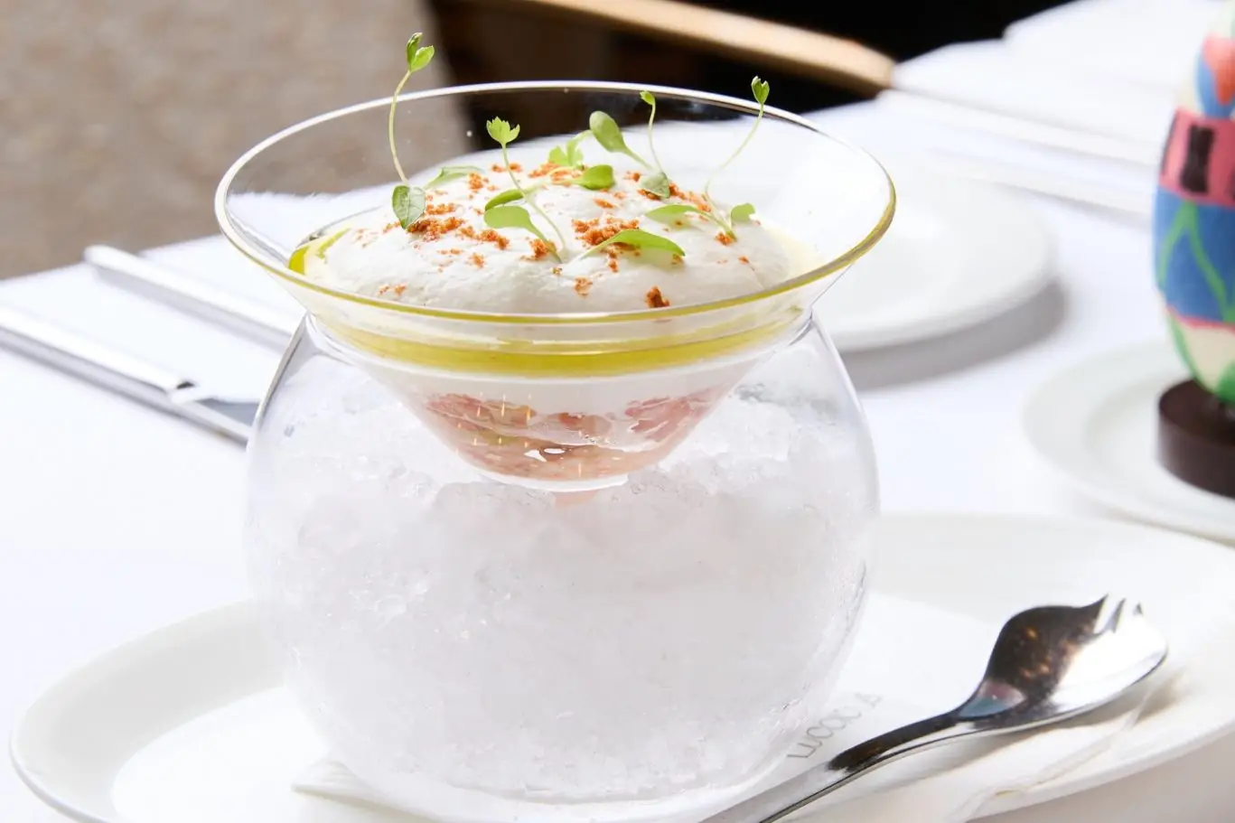 Lucciola_Dinner_Shrimp Tartare with Burrata Espuma and Amalfi Lemon