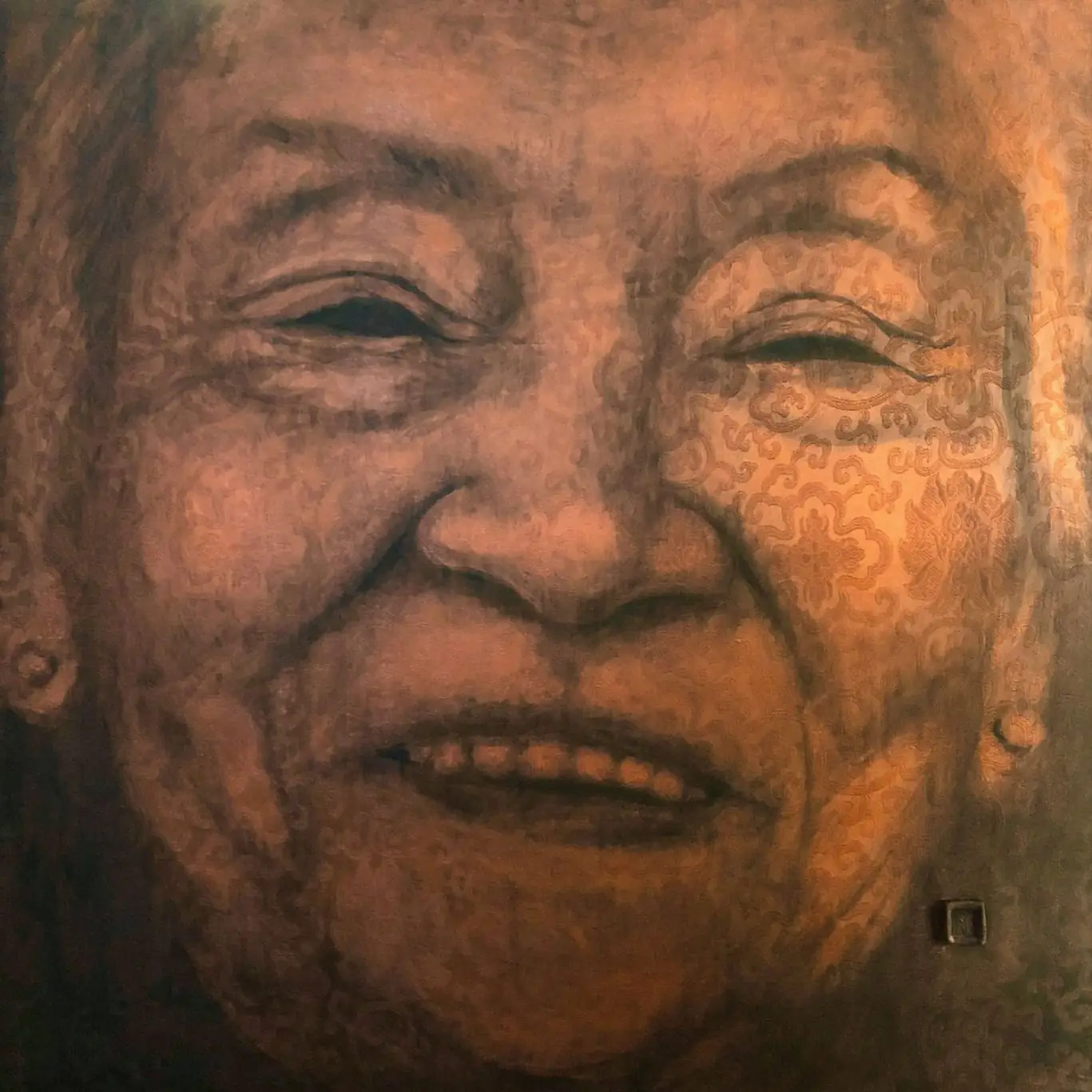 Matriarch, 2021. Acrylic paint on Chinese silk, 74 x 74 cm