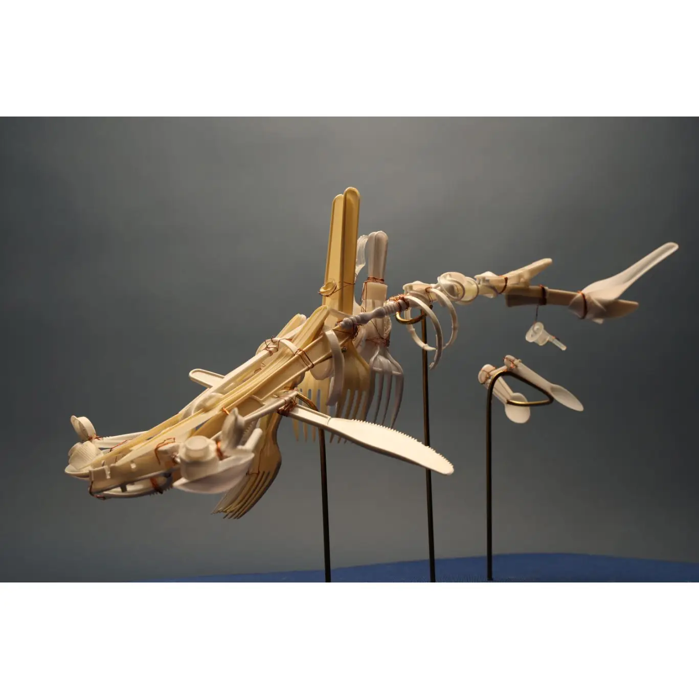 Vincent Lee. Hammerhead Shark (1_10), 2023. Mixed Media, Wasted Cutlery, 250 × 500 mm
