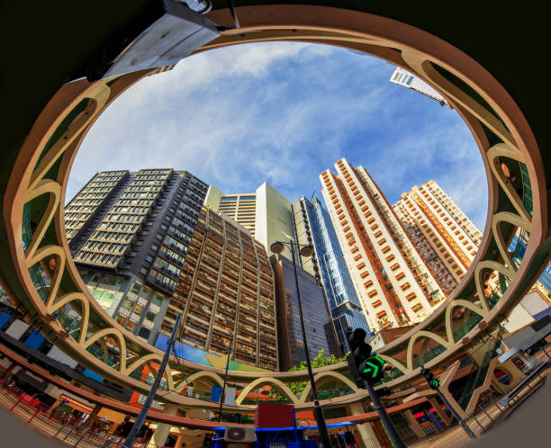 Old tenement buildings in Causeway Bay coexist with new buildings.