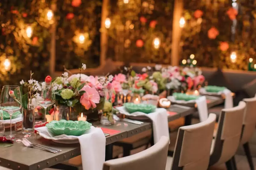 A private dining set up in The Garden Terrace