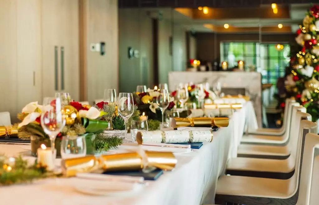 A Christmas dinner set up in The Muse