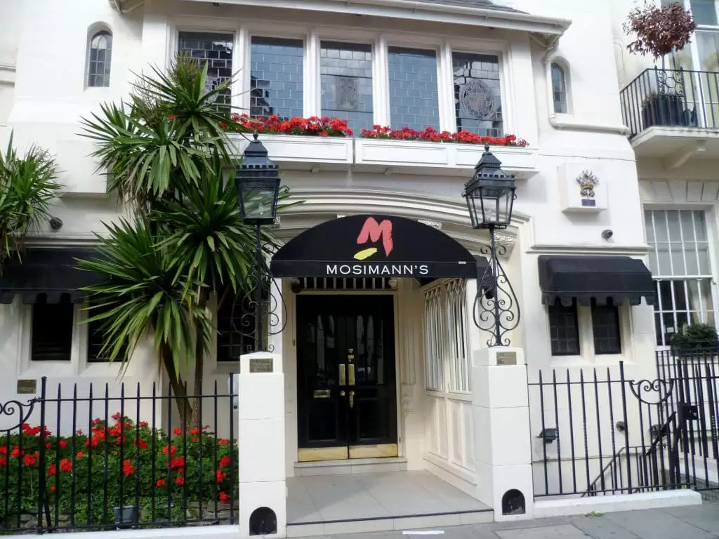 The front door of Mosimann's Club in Belgravia