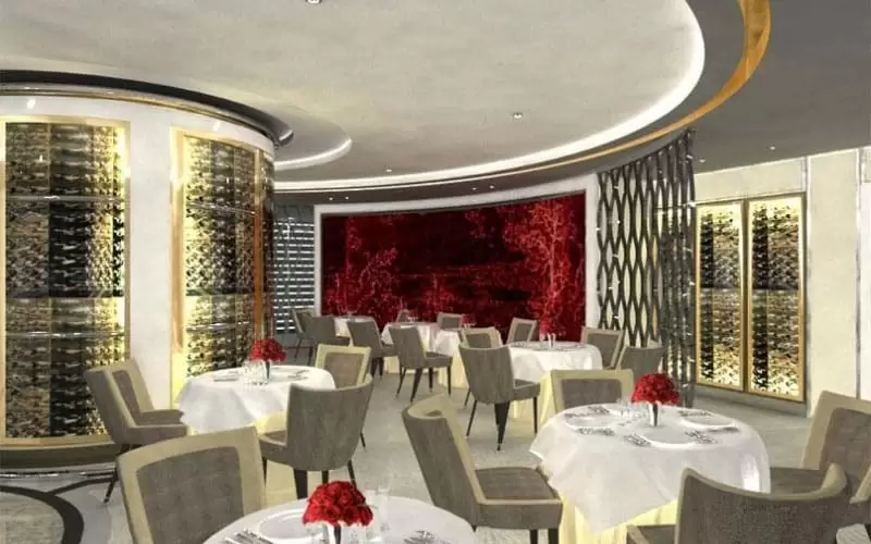 Tables and chairs inside Petrus Restaurant