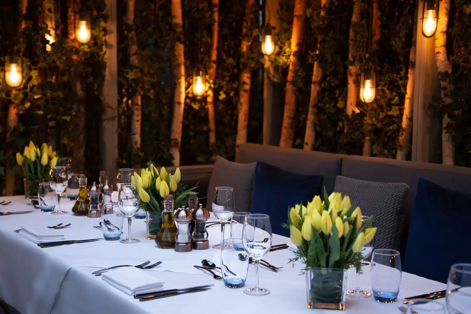 The Garden Terrace set up for private dinner