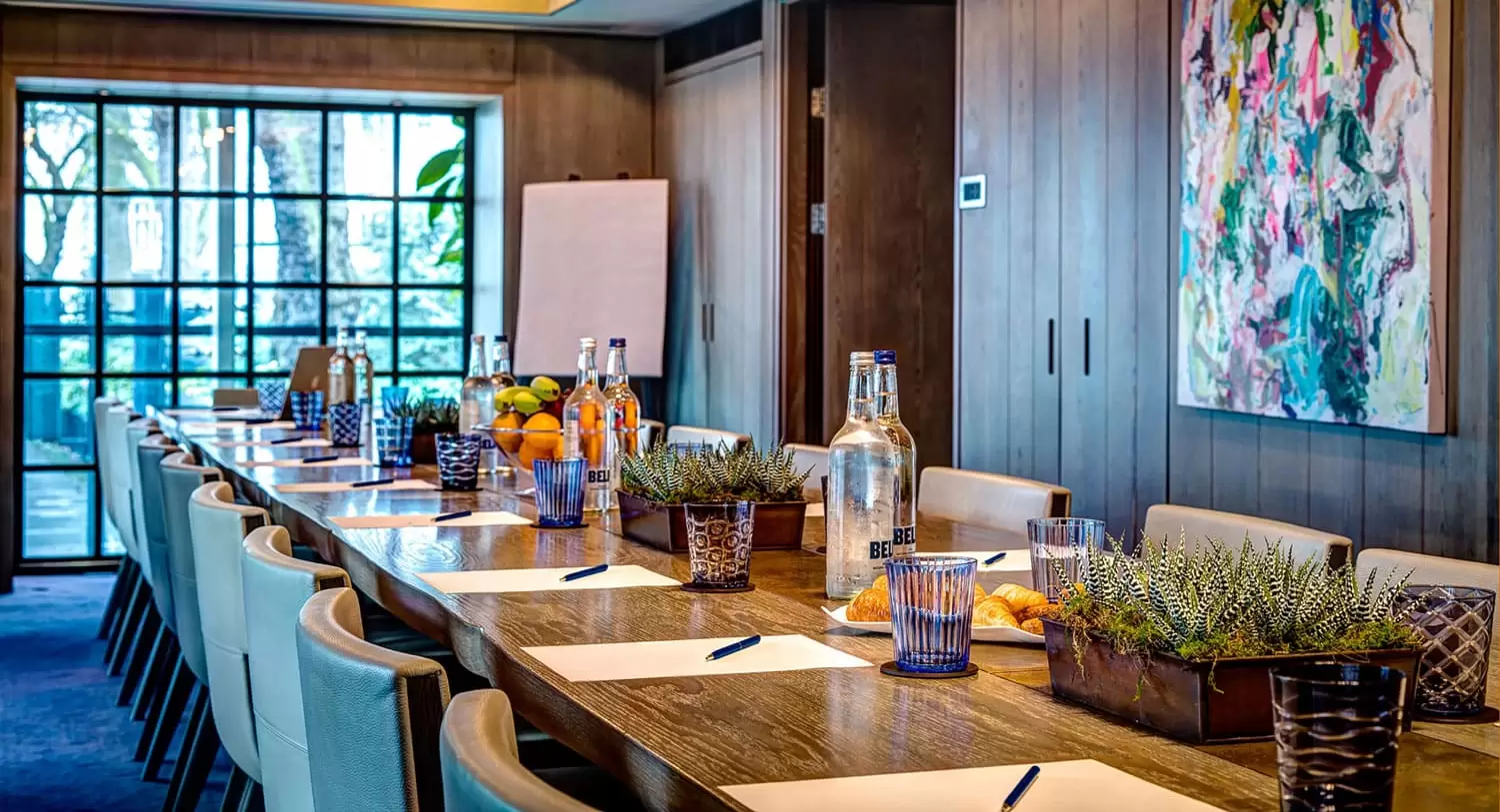 A meeting set up in The Muse meeting room at The Hari